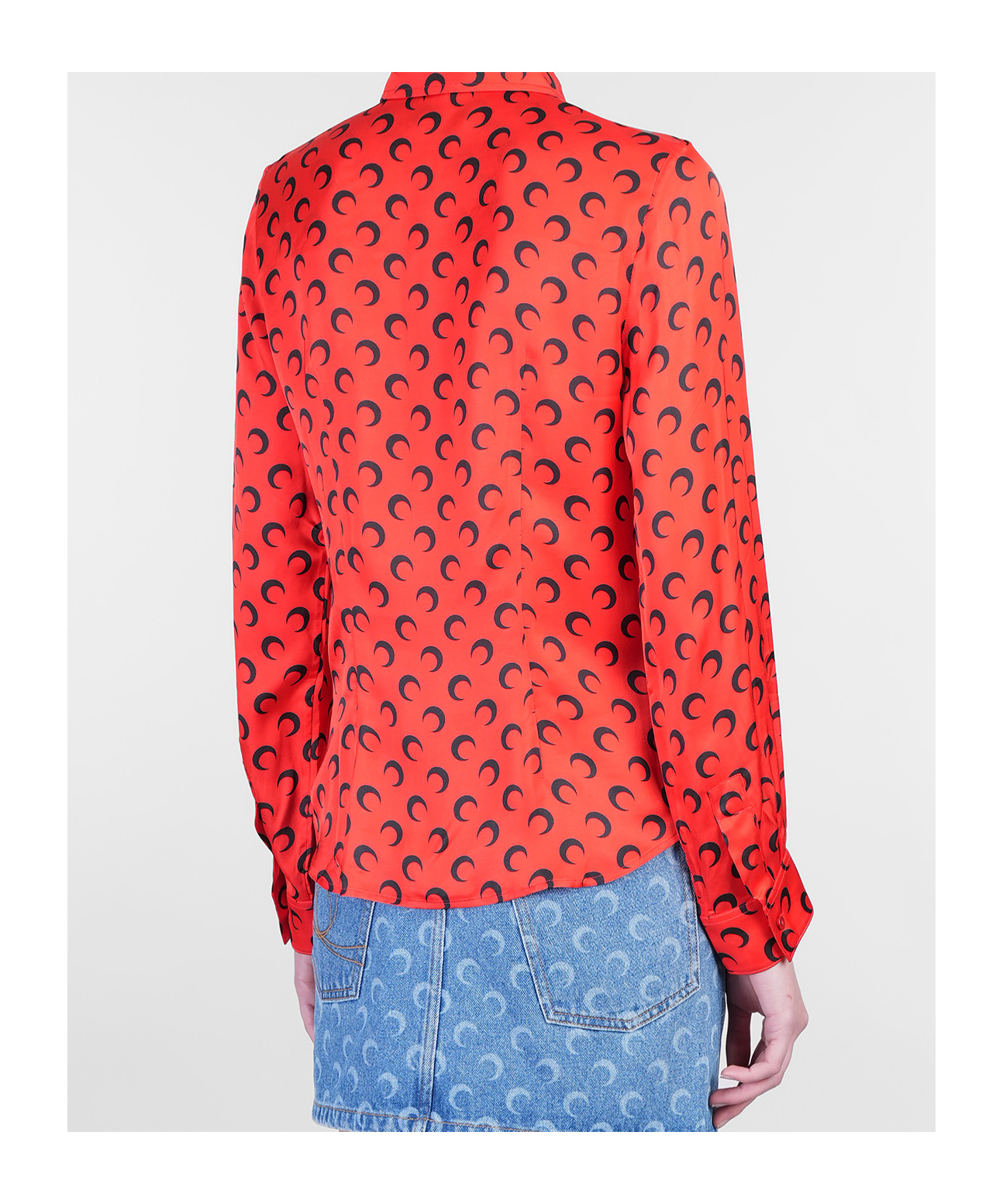 Marine Serre Crescent Moon-printed Buttoned Shirt In Orange