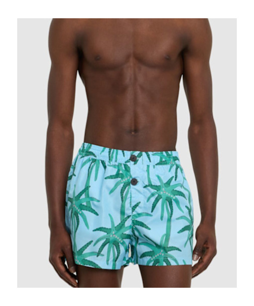 Jacquemus Le Maillot Puntini Light Blue Swimsuit With Elastic Waist And All-over Print In Tech Fabric Man