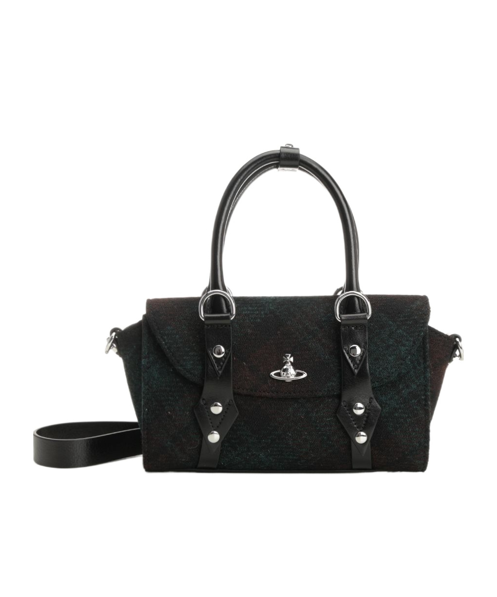 Vivienne Westwood Bettina Mini Crossbody Harris Tweed Check Dark-check In Metallic