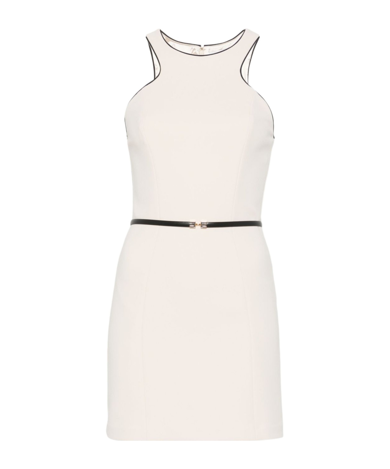 Elisabetta Franchi Mini Dress With Removable Belt And American Neckline In White