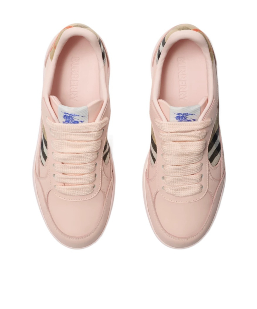 Burberry London Leather And Check Terrace Women S Sneakers In Pink