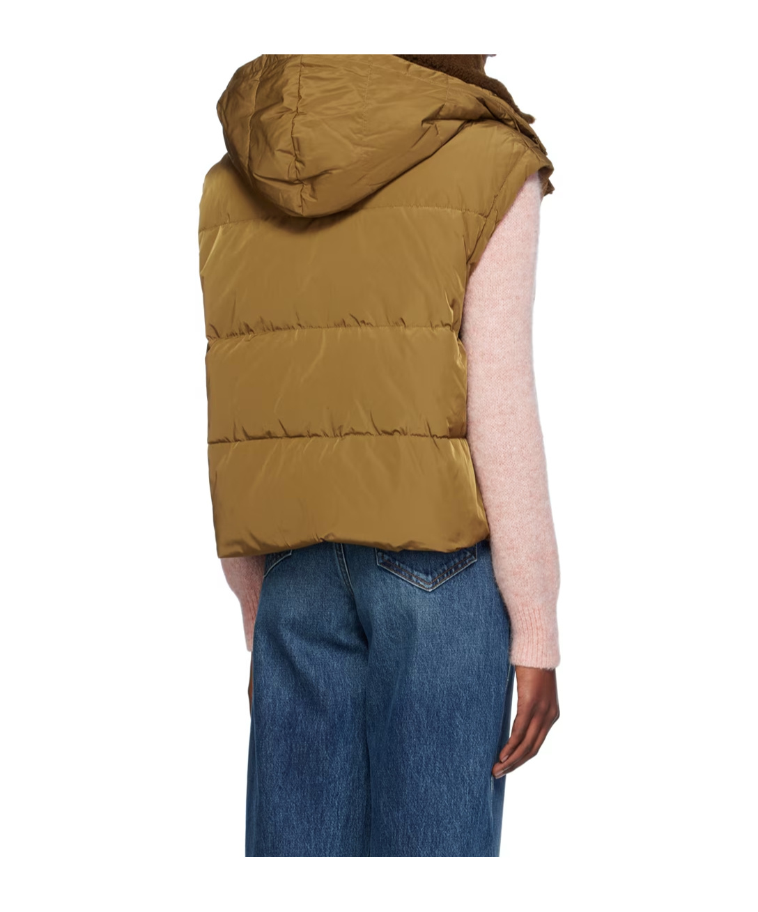 Yves Salomon Quilted Zipper Down Vest In Brown