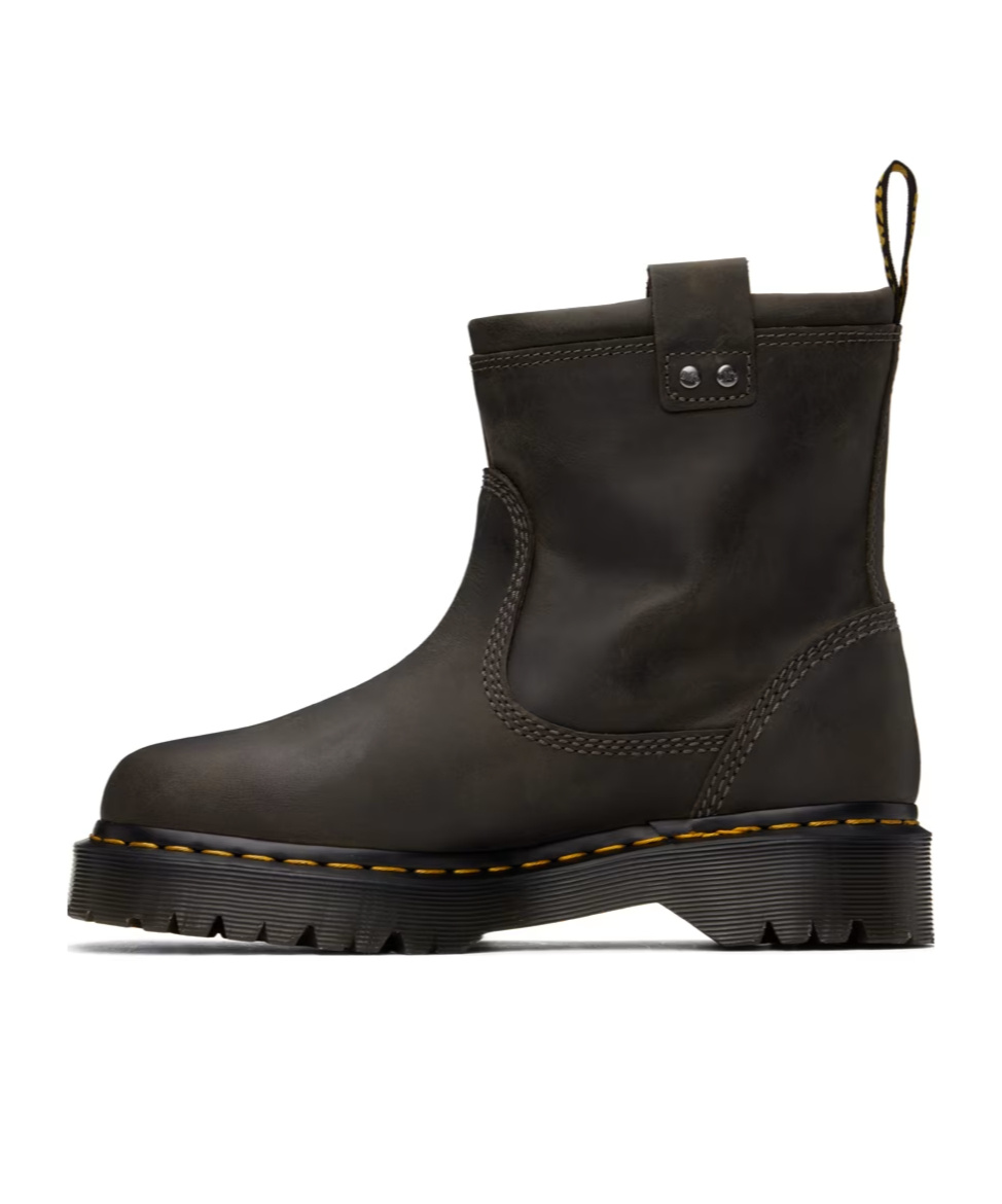 Dr. Martens' Gray Anistone Lo Leather Boots In Black