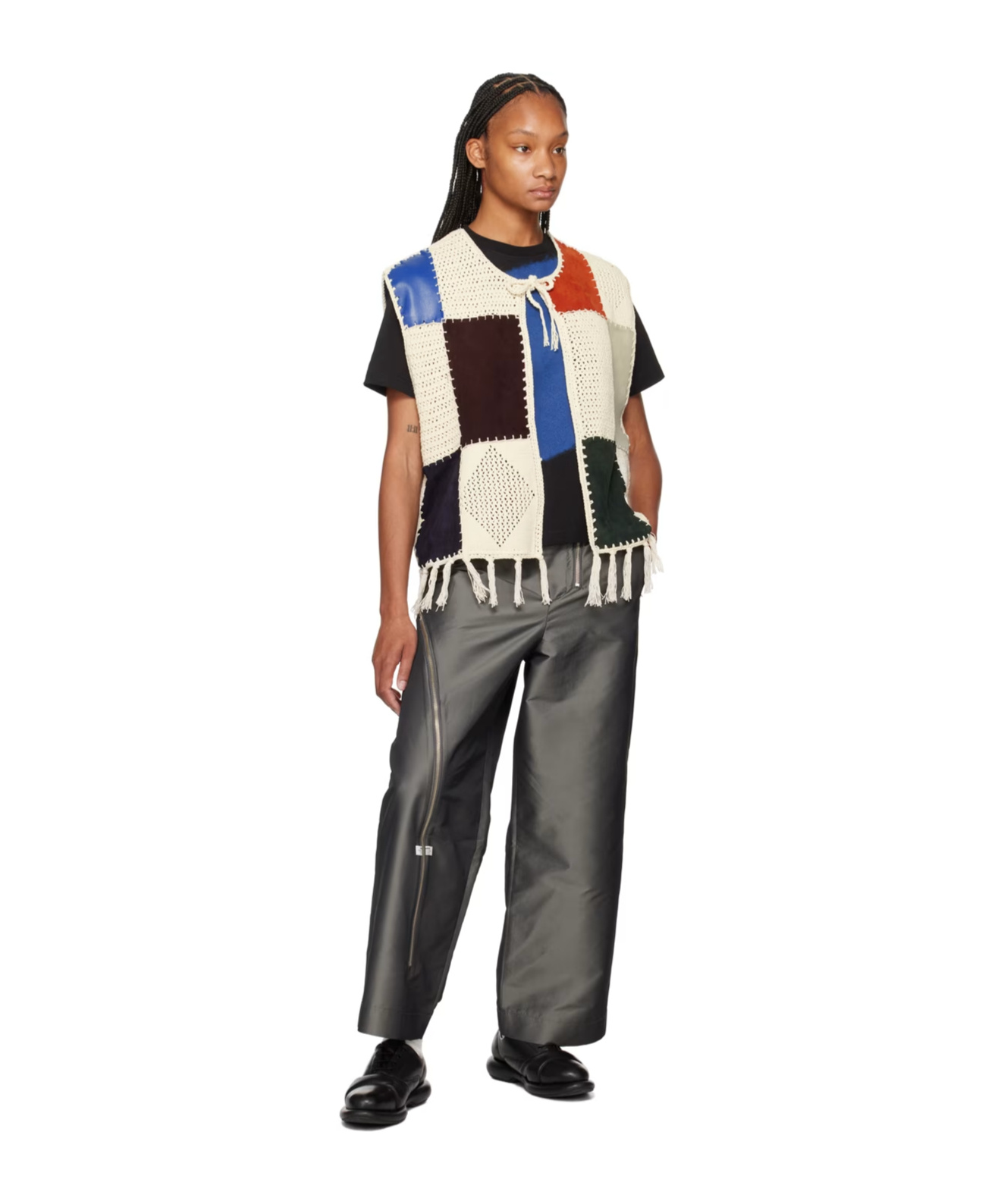 Ader Error Round-neck Splicing Vest In Multicolor