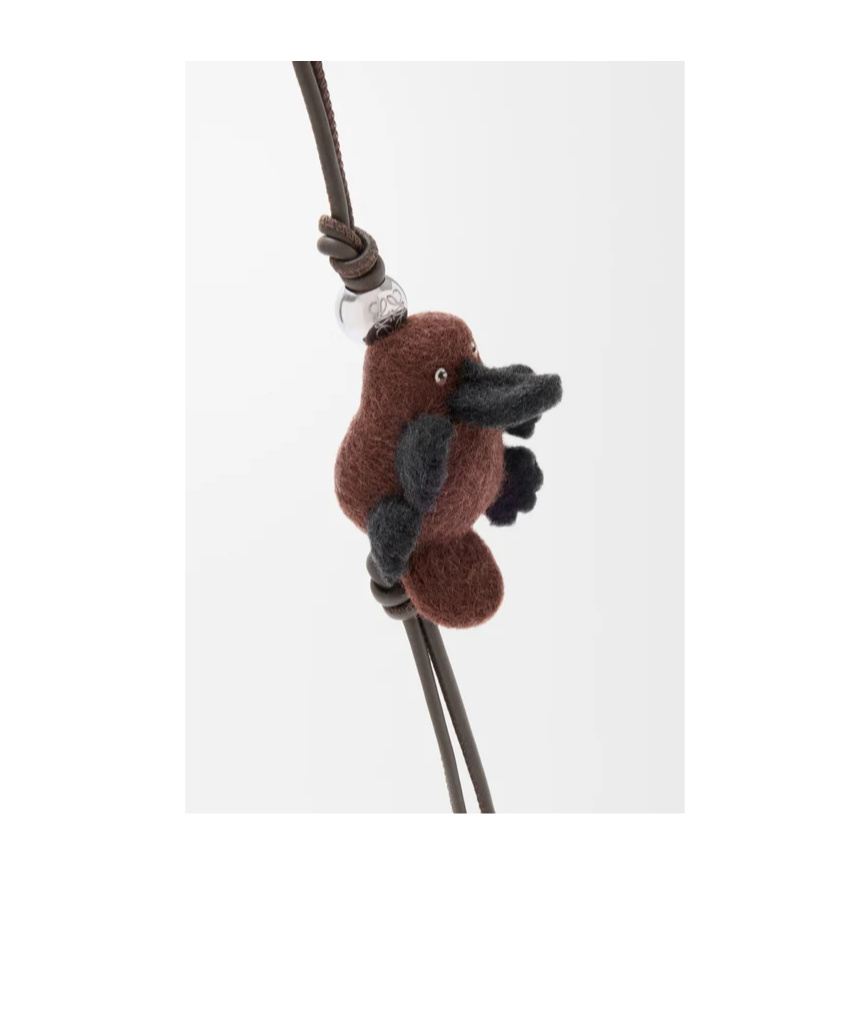 Loewe Leather-trimmed Wool Bag Charm In Brown