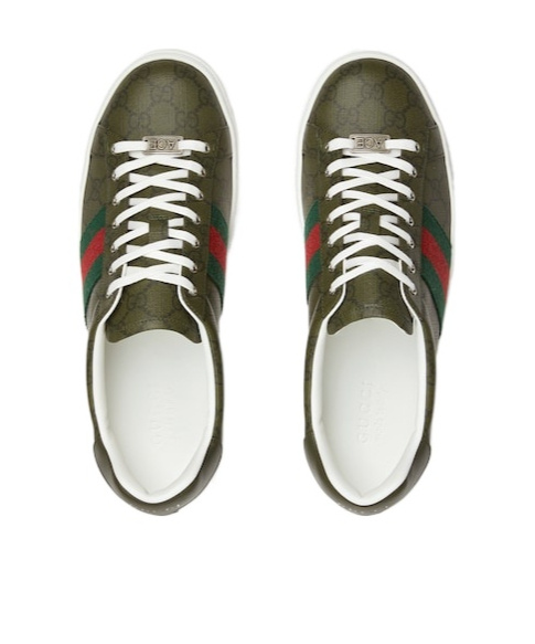 Gucci Men's Ace Sneaker With Web In Green