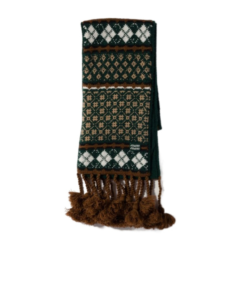 Miu Miu Wool And Cashmere Scarf In Brown