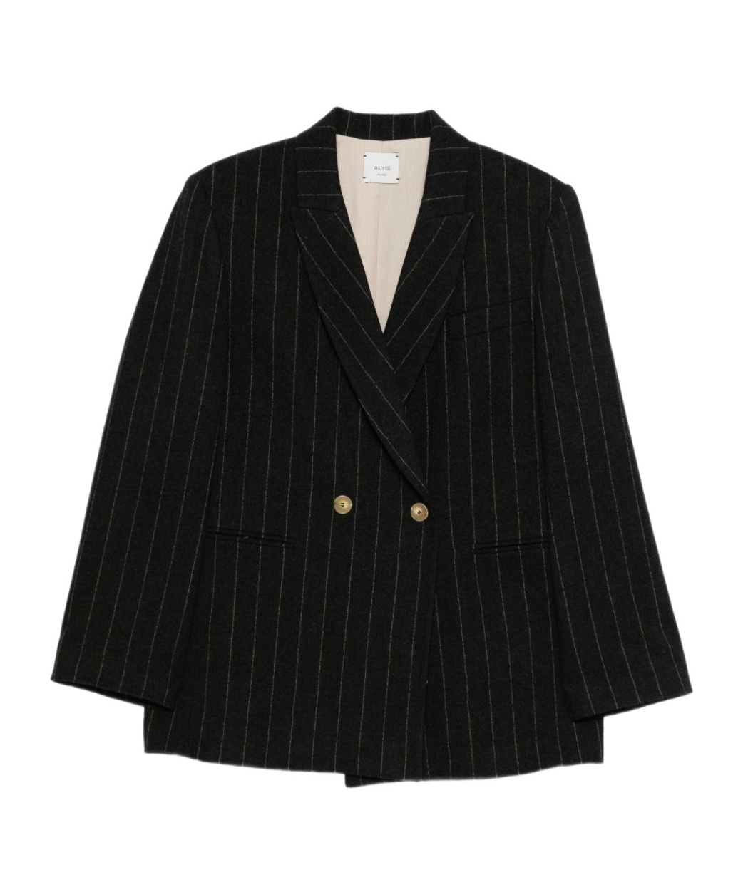 Alysi Pinstripe Double-breasted Jacket In Black
