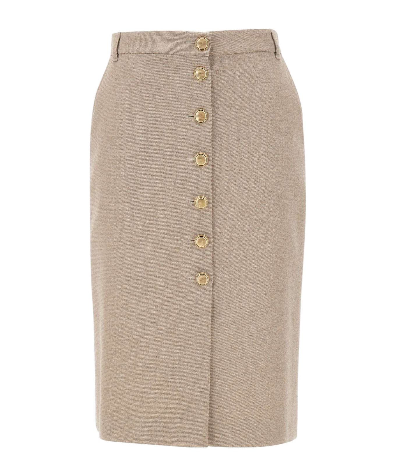 Marella Button-front Midi Skirt In Gray