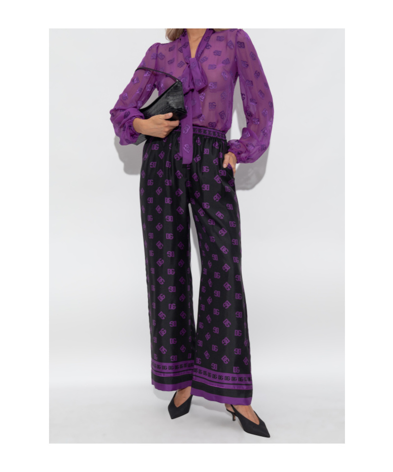 Dolce & Gabbana Silk Trousers In Purple