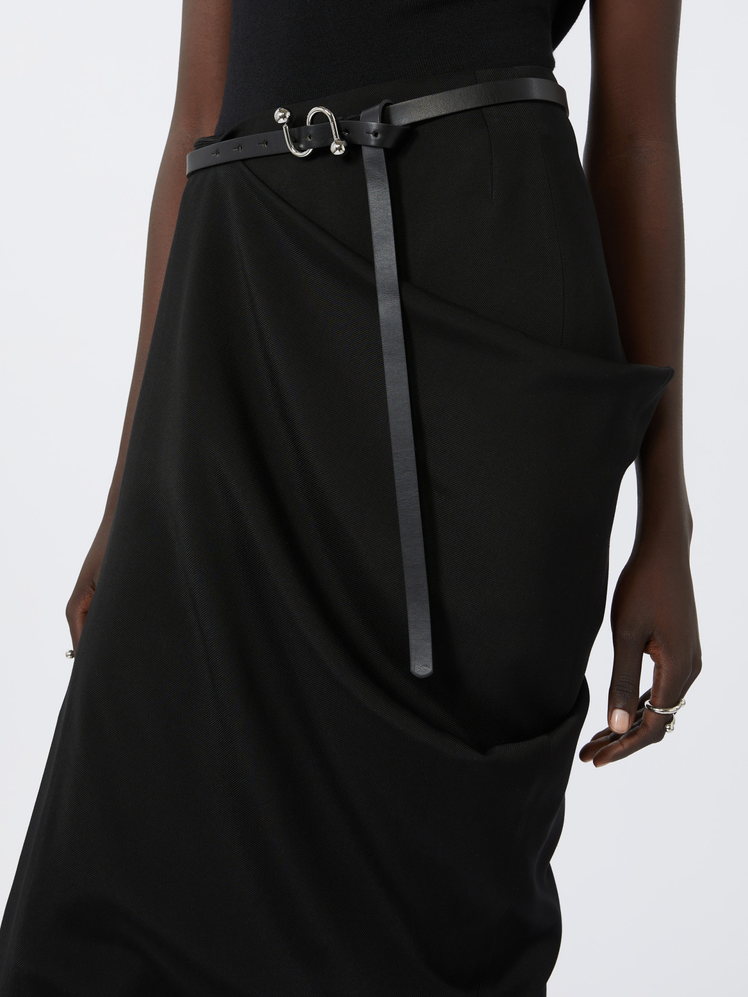 Sportmax Asymmetric Skirt With Draping In Black