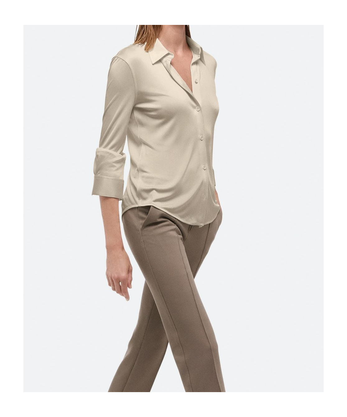 Helmut Lang Fluid Button-front Shirt In Nude