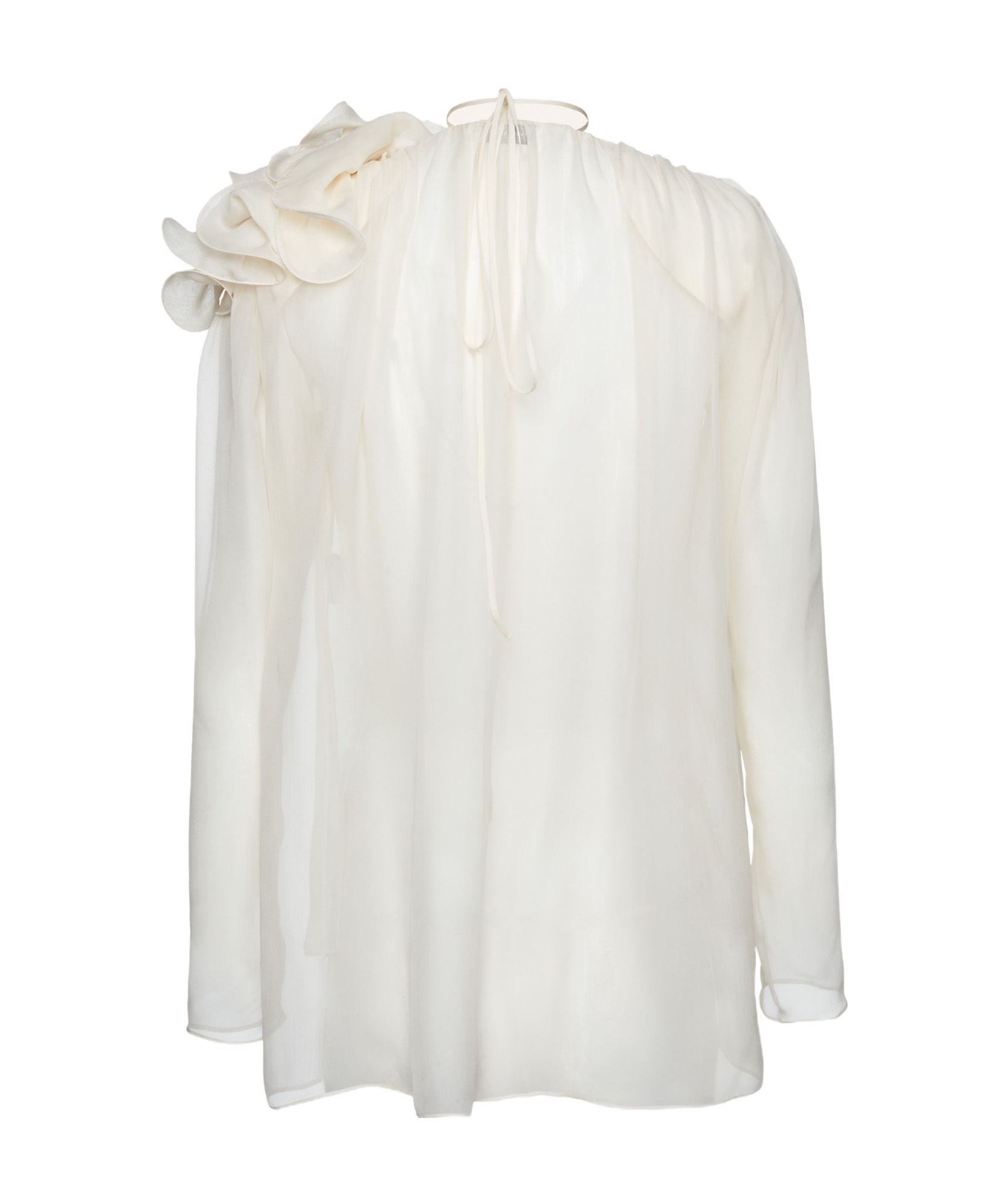 Magda Butrym Satin Blouse With Padded Shoulders And Draped Detail In White