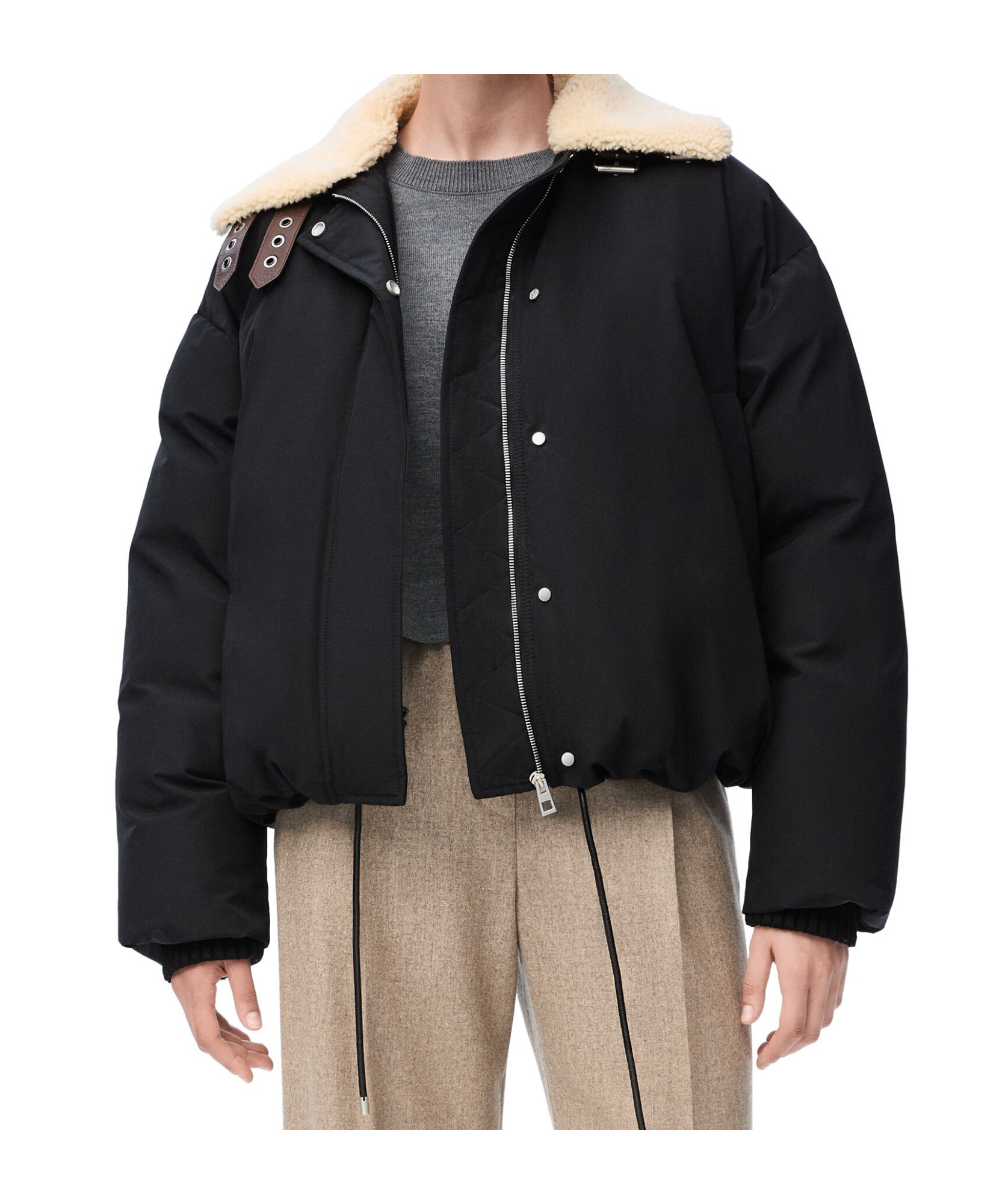 Loewe Drawstring Hem Puffer Jacket In Black
