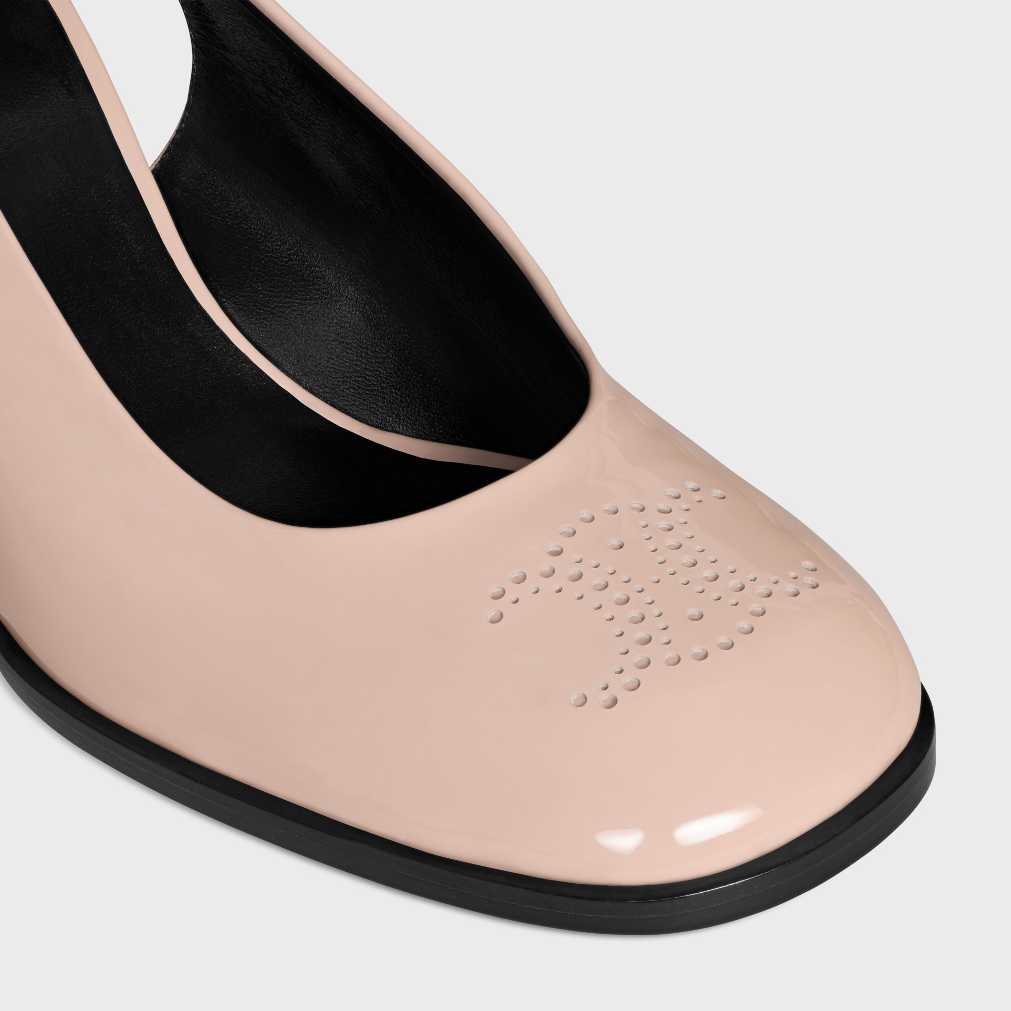 Celine Lily Perforated Triomphe Slingback In Patent Calfskin In Brown