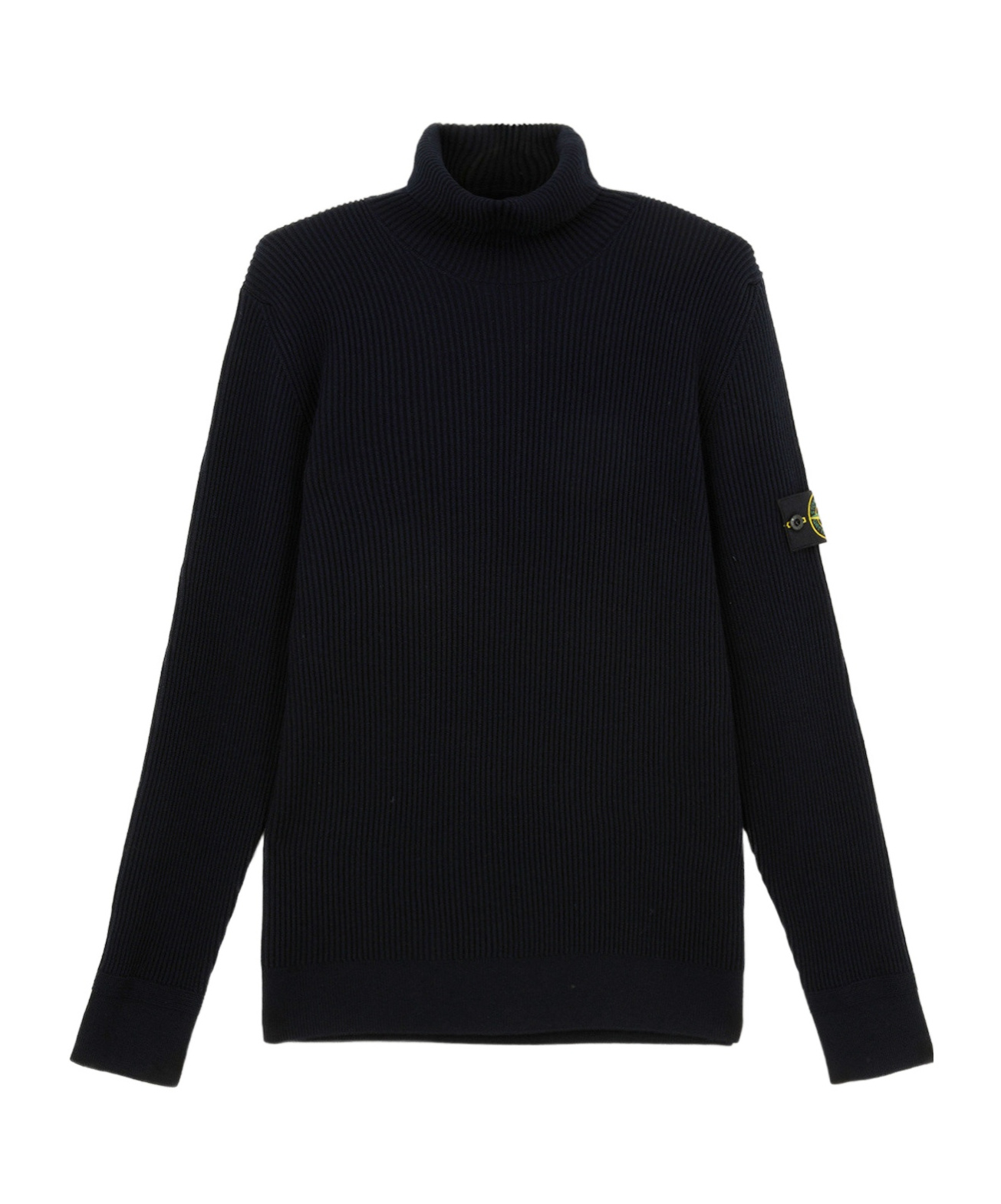 Stone Island Turtleneck Jumper With Finely Ribbed Trims In Black