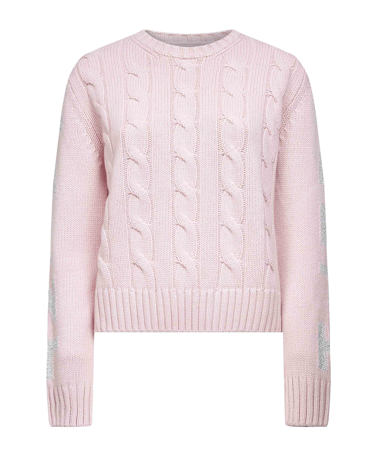 Mc2 Saint Barth Cable Knit Sweater In Pink