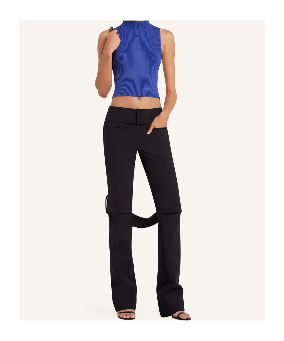 Courrèges Ribbed Cropped Top In Sapphire