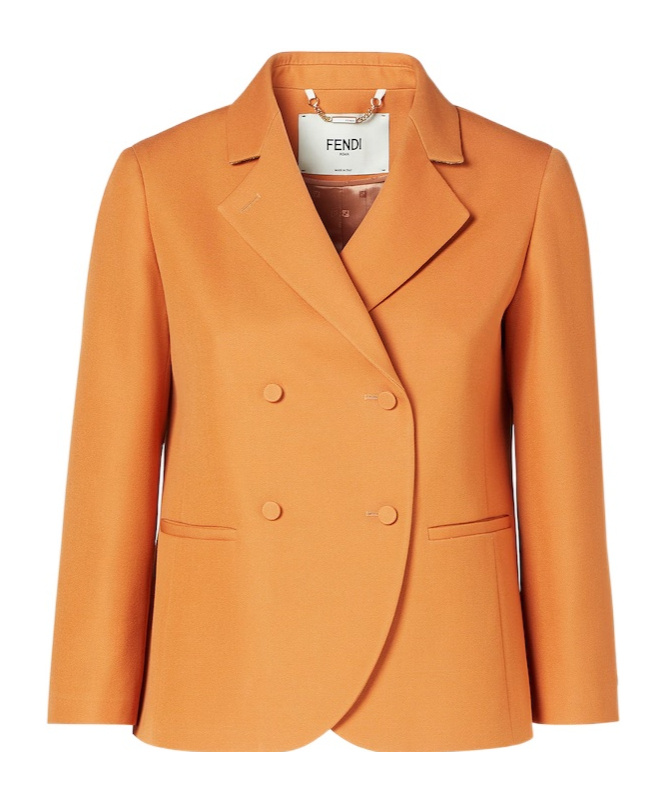 Fendi Orange Grain De Poudre Wool Jacket In Orange