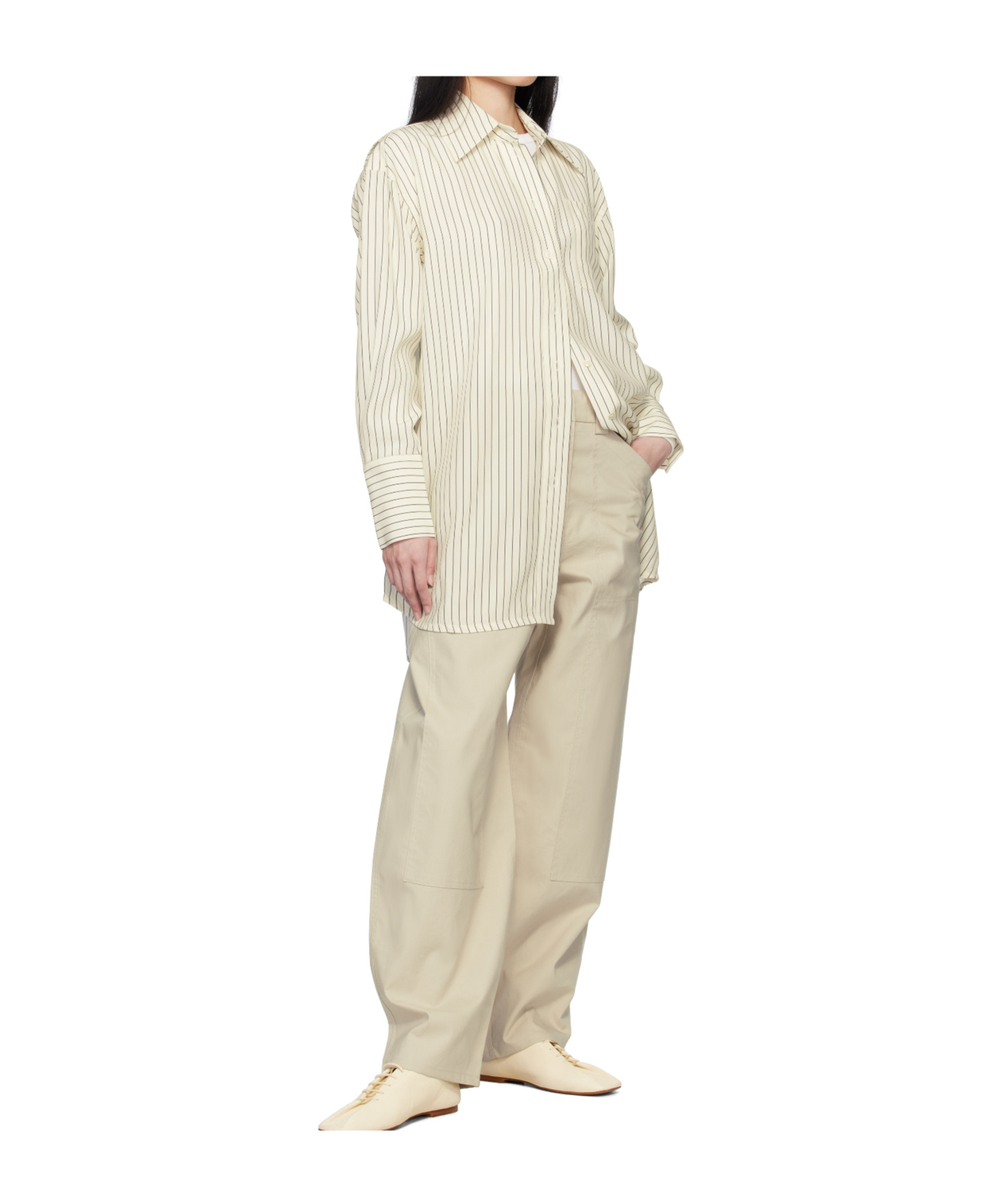 Co Off-white Striped Button Down Shirt In Neutral