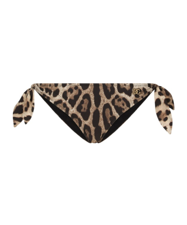 Dolce & Gabbana Leopard-print Bikini Bottom In Black