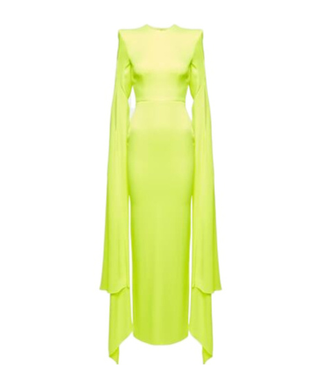 Alex Perry Bennett Satin Gown In Green