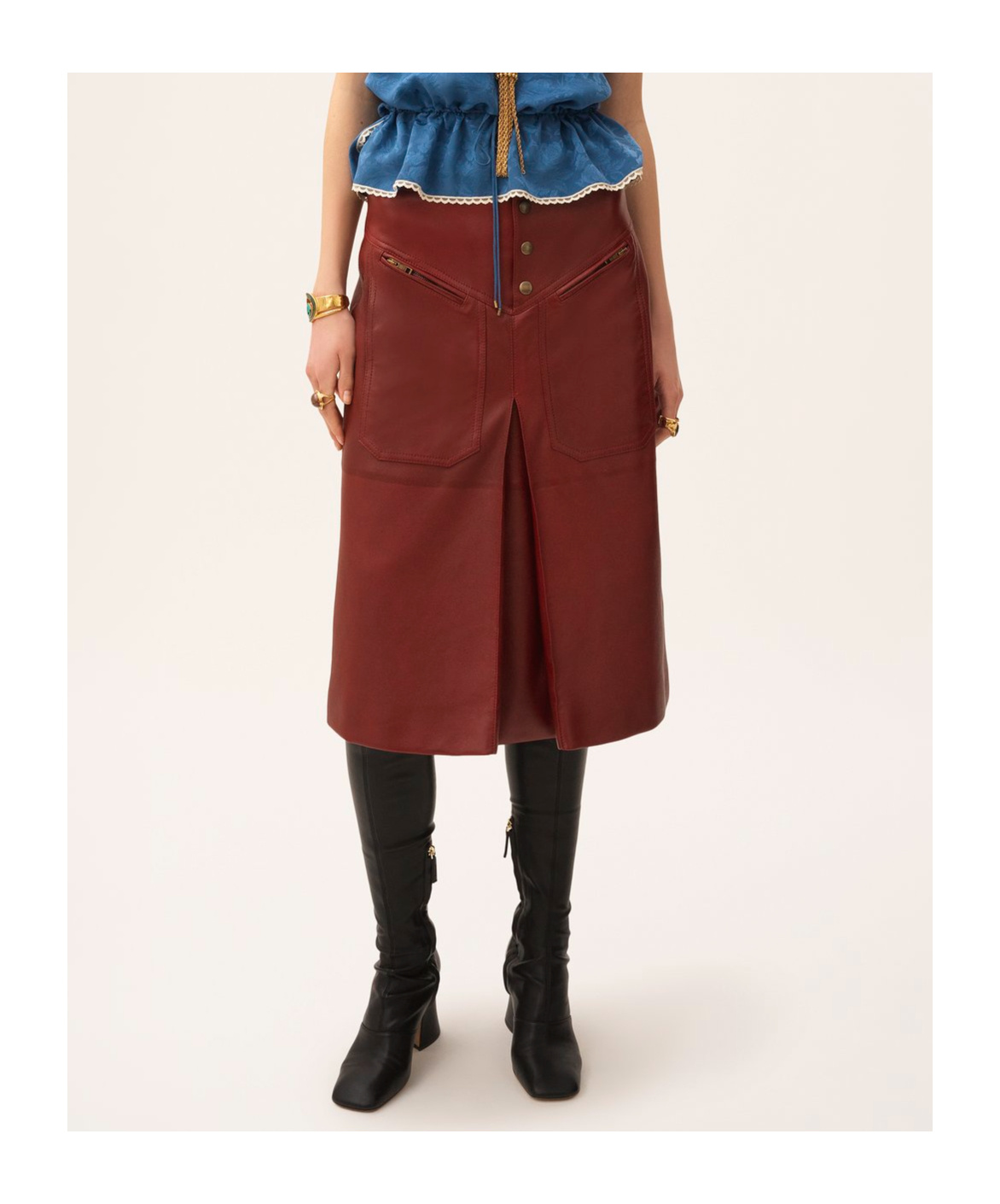 Chloé Knee-length Skirt In Leather In Red