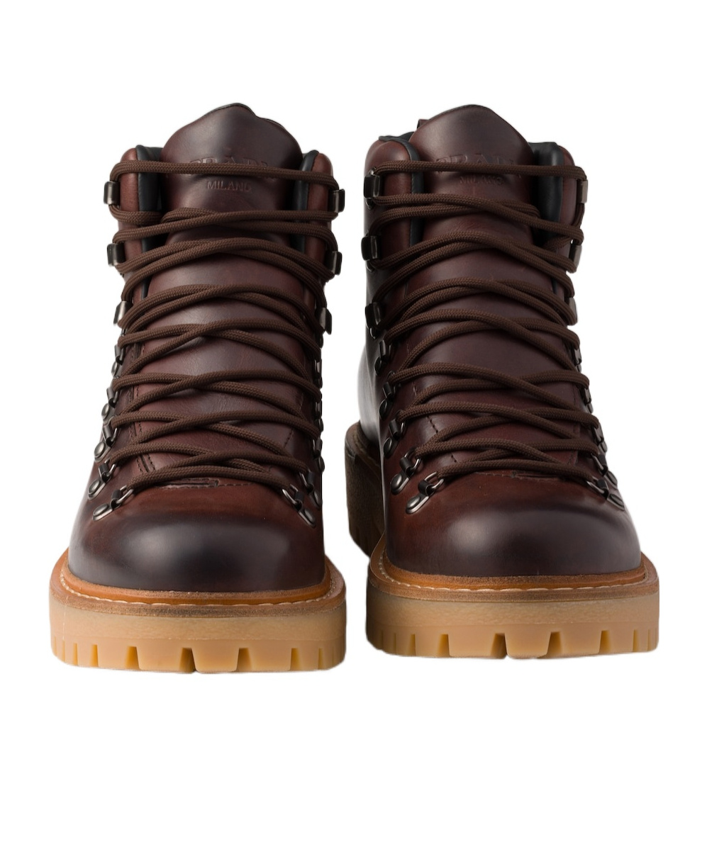 PRADA LACED LEATHER BOOTIES