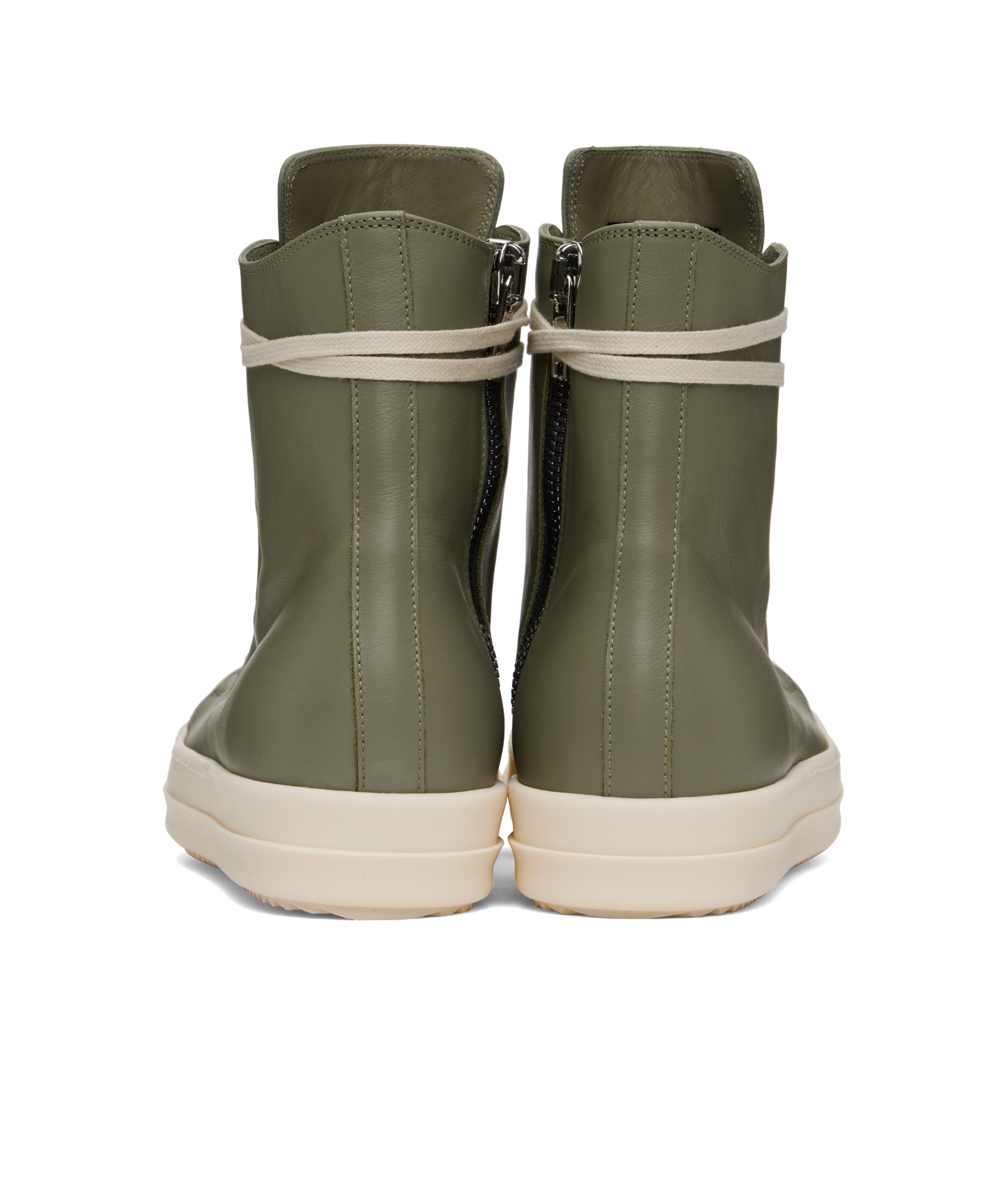 Rick Owens Green Hollywood Calf Leather Sneakers In Green