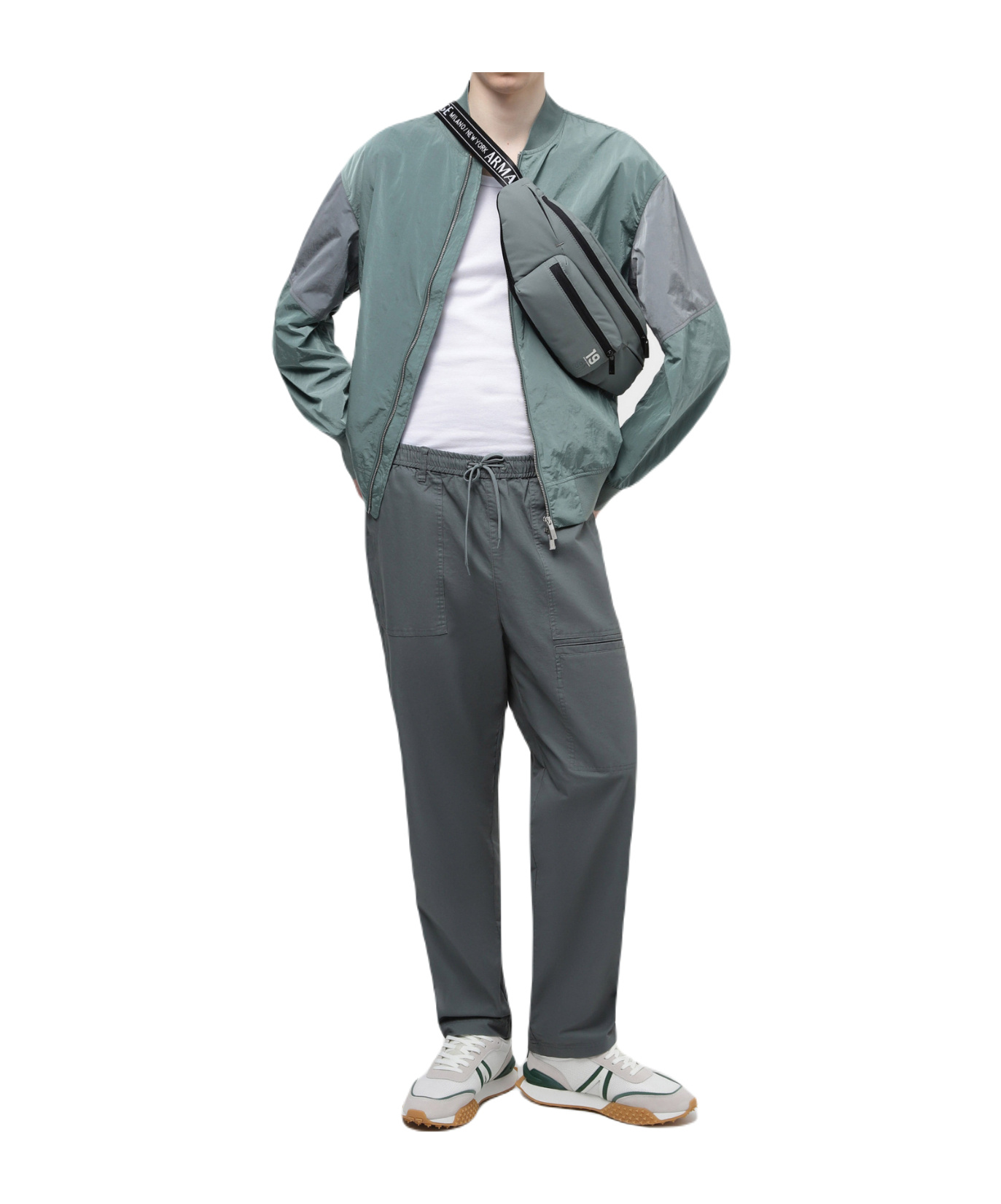 Armani Exchange Drawstring Straight-leg Trousers In Black
