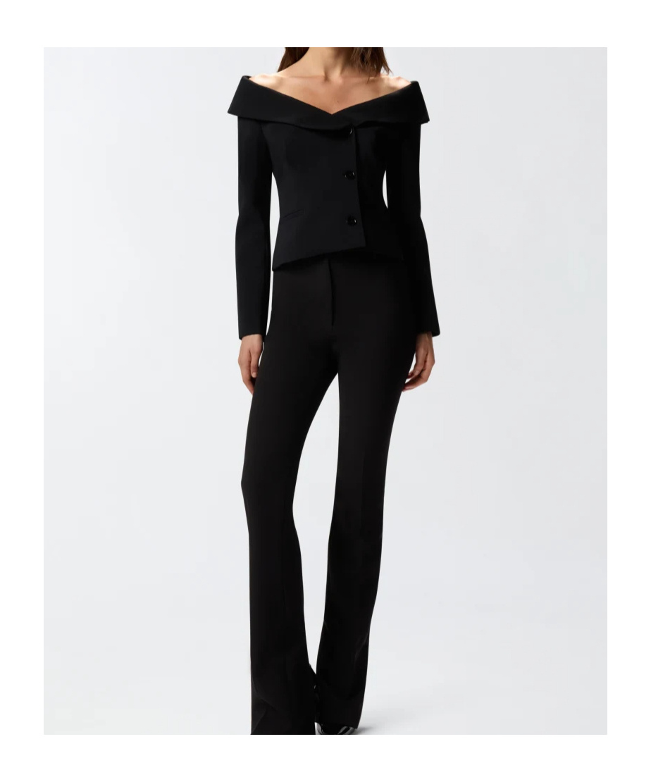 Pinko Off-the-shoulder Black Jacket With Folded Neckline In Black