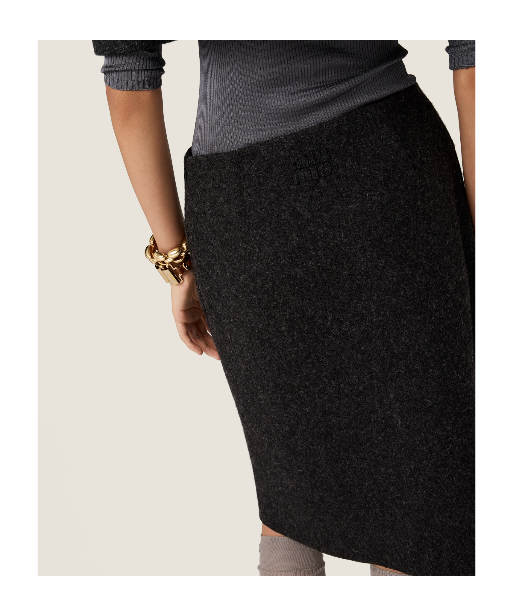 Miu Miu Shetland Wool Skirt In Gray