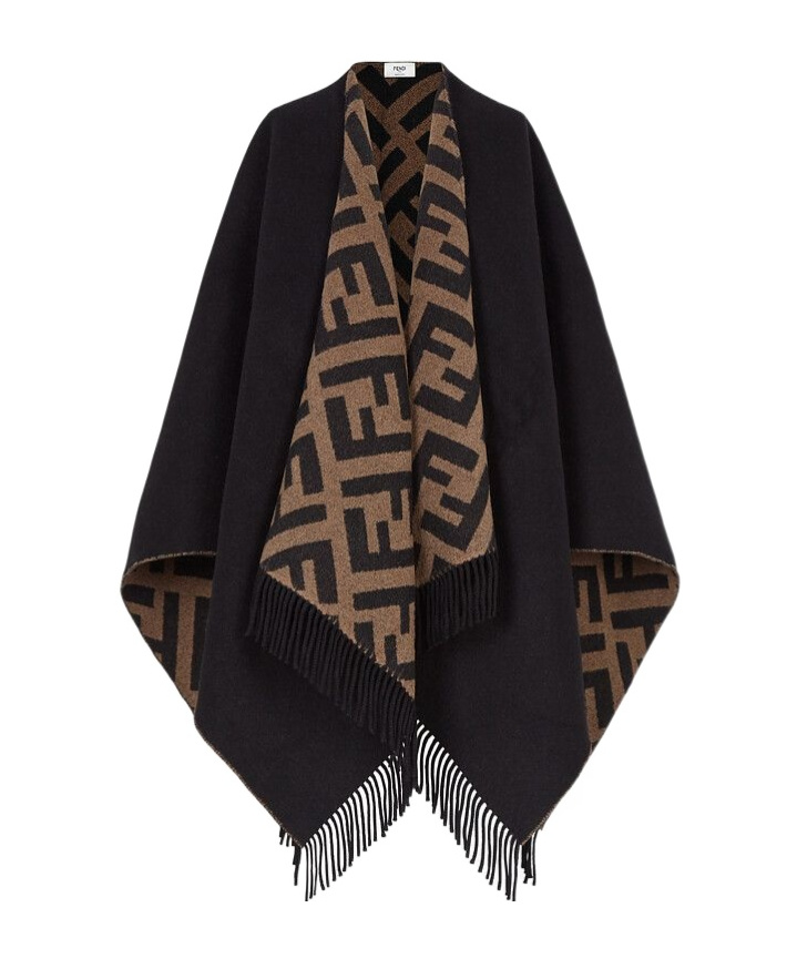 Fendi Monogram Pattern Cape In Black