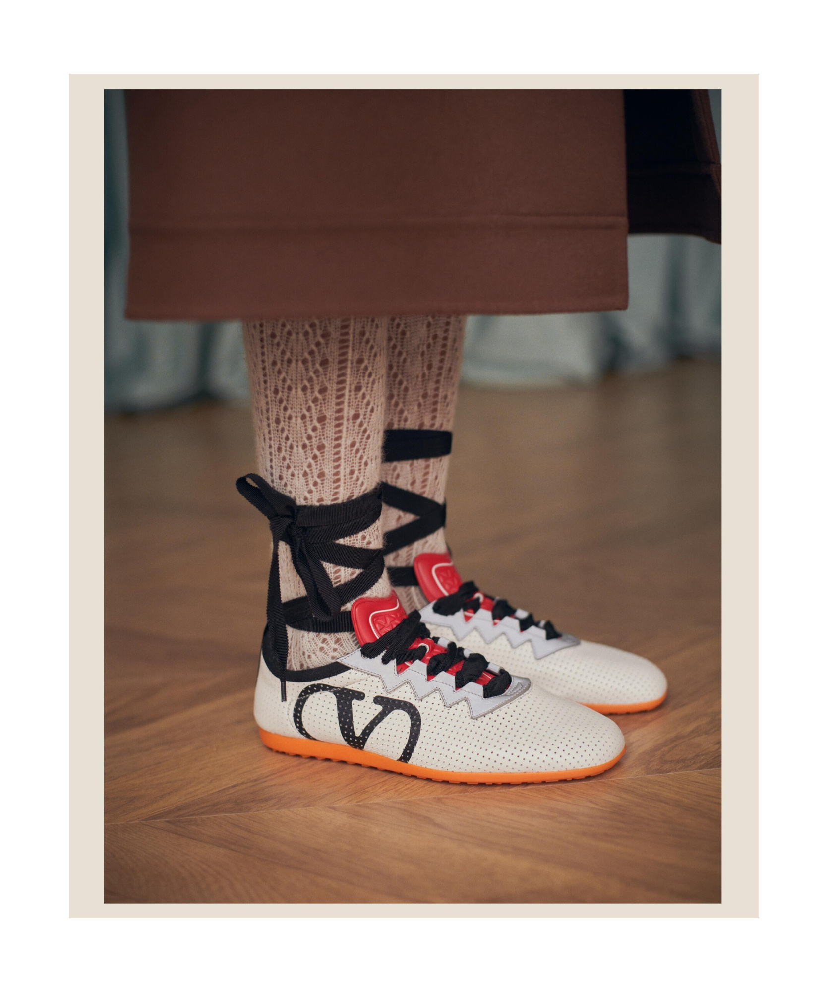Valentino Chromathon Low-top Sneakers In Perforated Leather In White