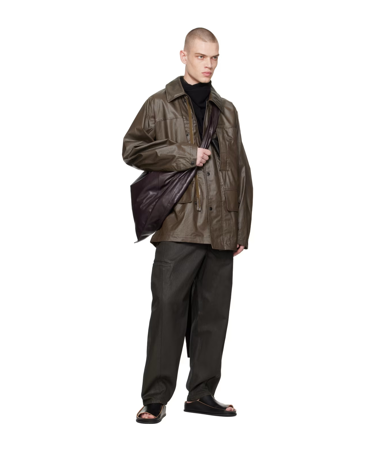 Lemaire Snap-buttoned Rain Jacket In Black