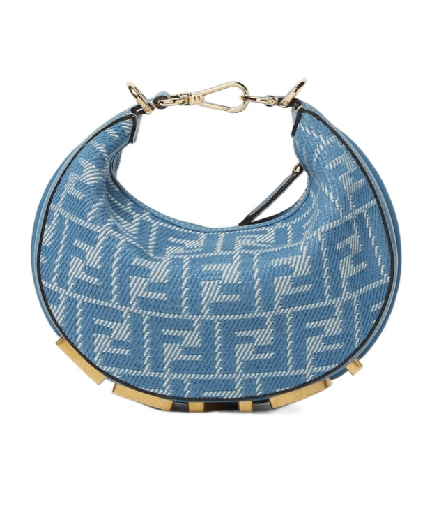Shop Fendi Blue Denim-effect Ff Jacquard Mini-bag