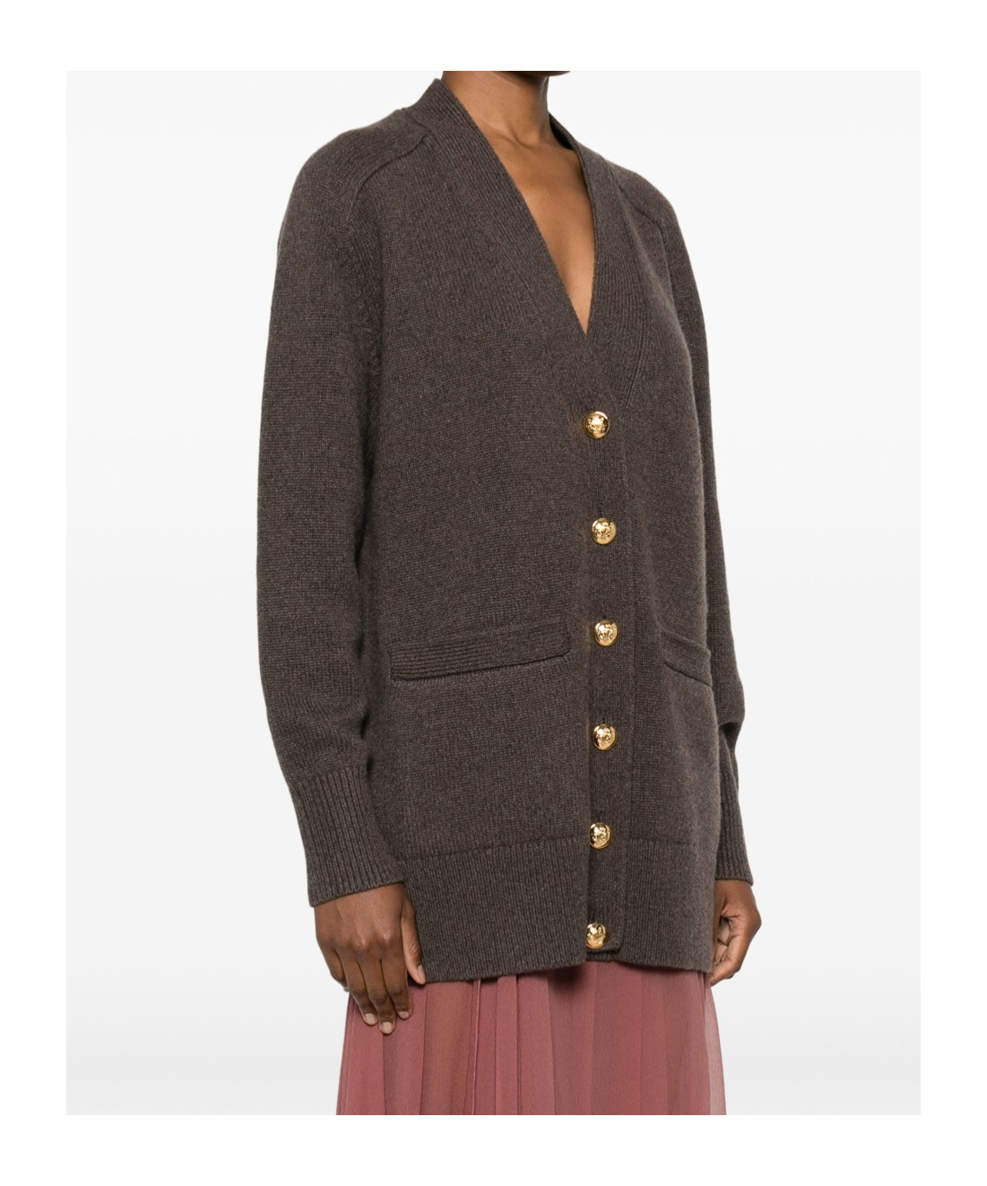 Shop Nili Lotan Long-sleeved Knitted Cardigan In Black