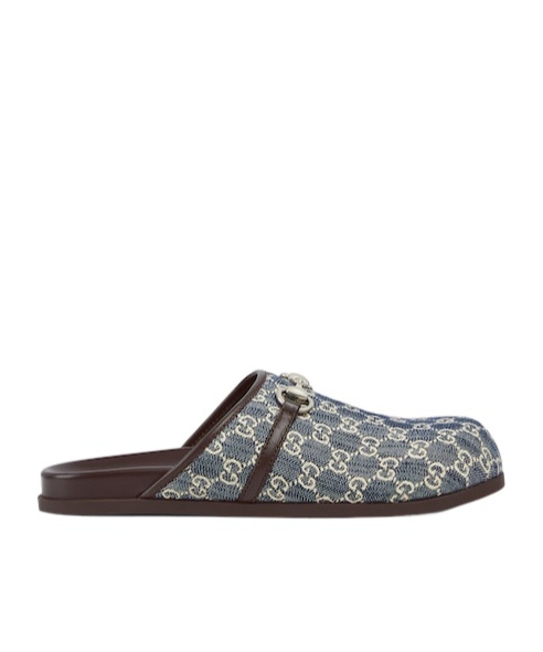 Gucci Horse Title Buckle Muller Shoes In Gray