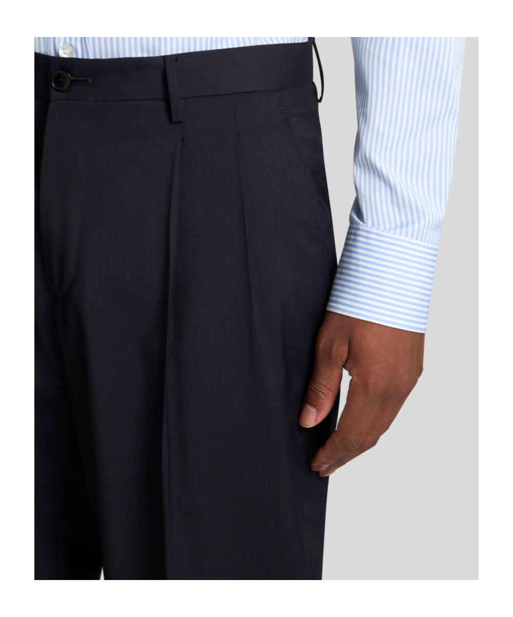 Etro Carrot Leg Wool Pants In Black