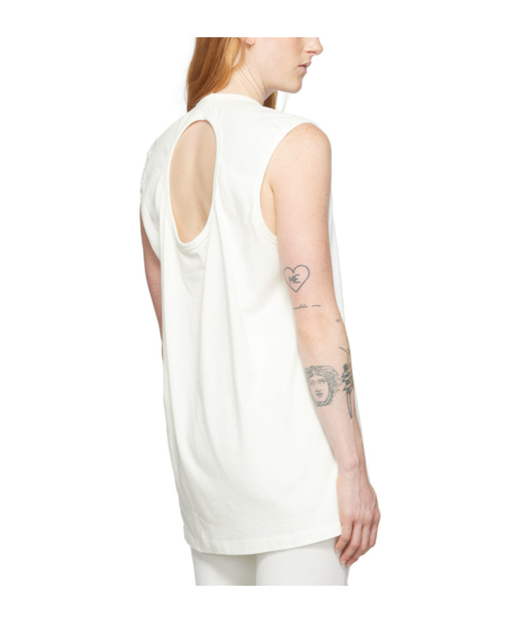 Mm6 Maison Margiela Off-white Cut-out Tank Top In White