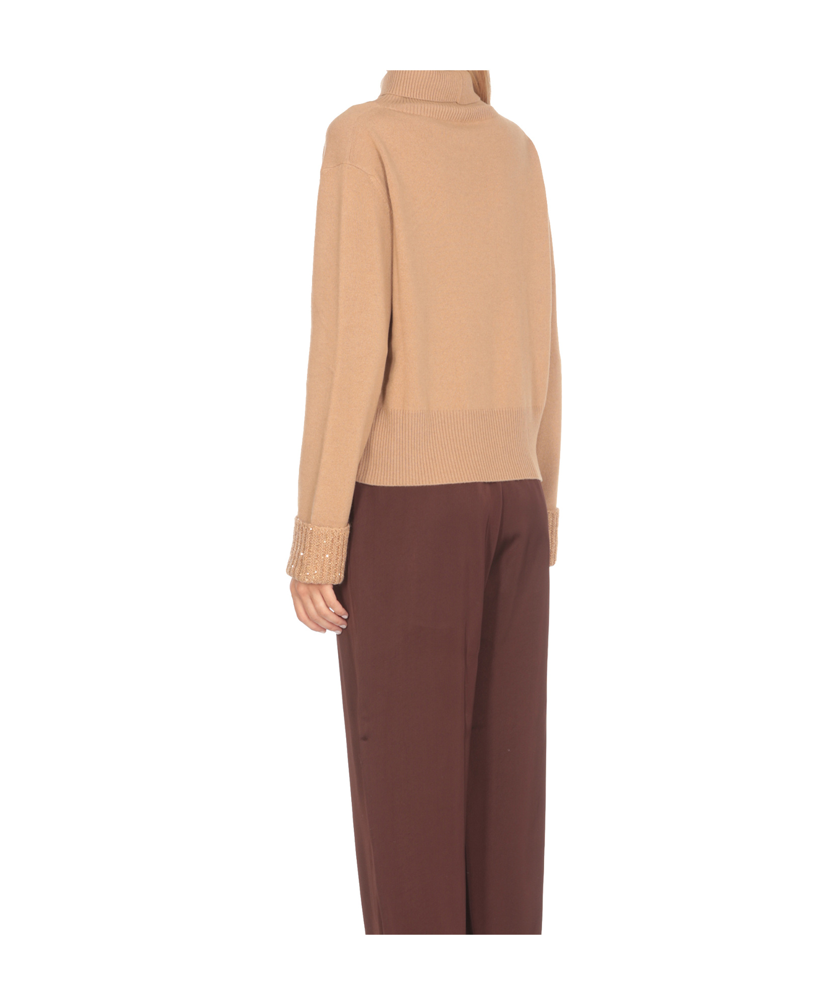 Fabiana Filippi Roll-neck Embellished Knitted Jumper In Nude