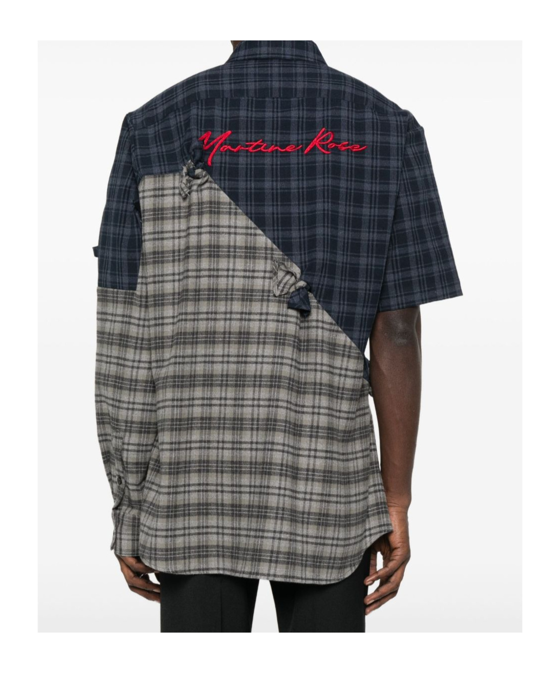 Martine Rose Patchwork Tie-detail Shirt In Black