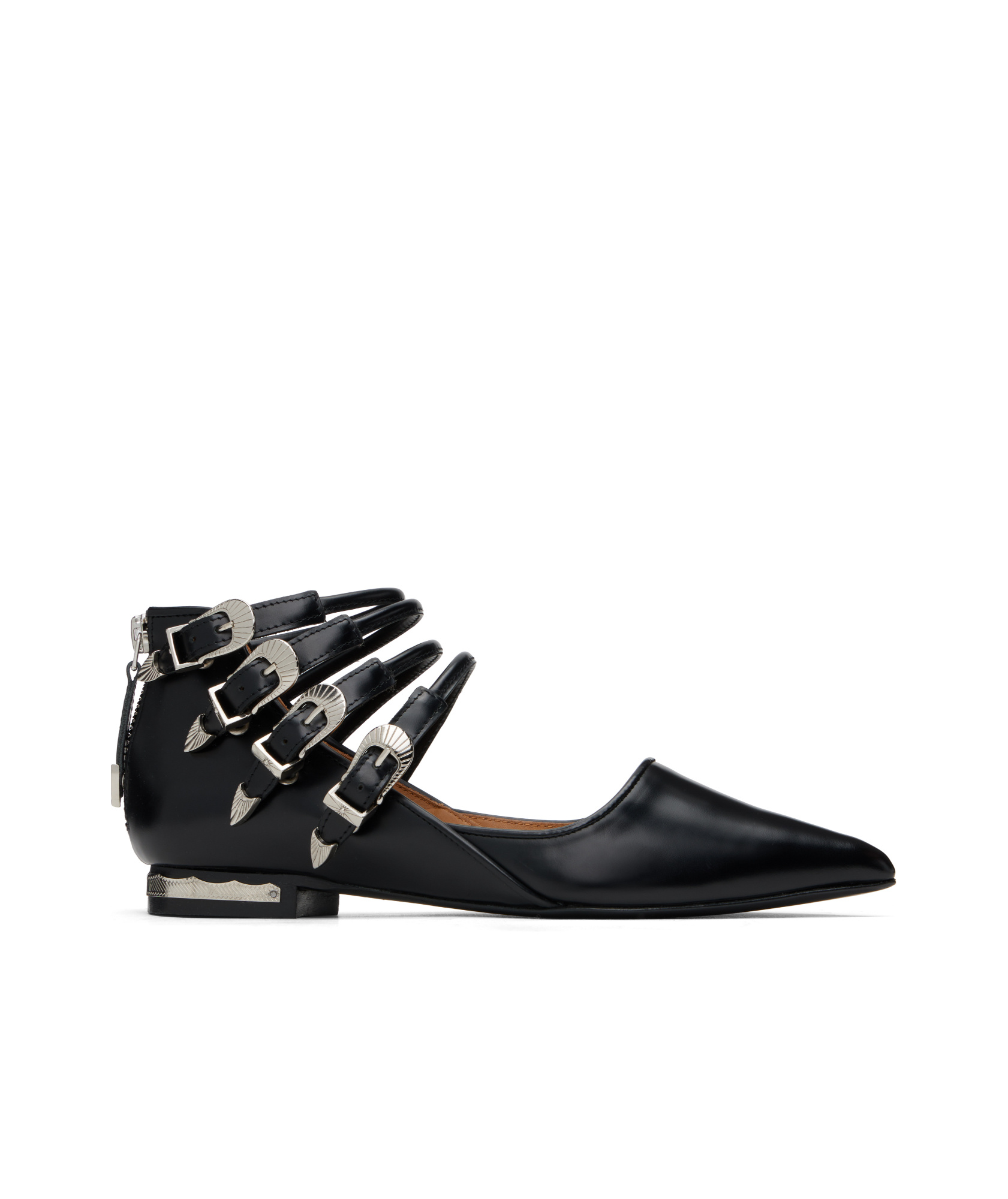 Toga Polido Multi Strap Ballerina Flats In Black