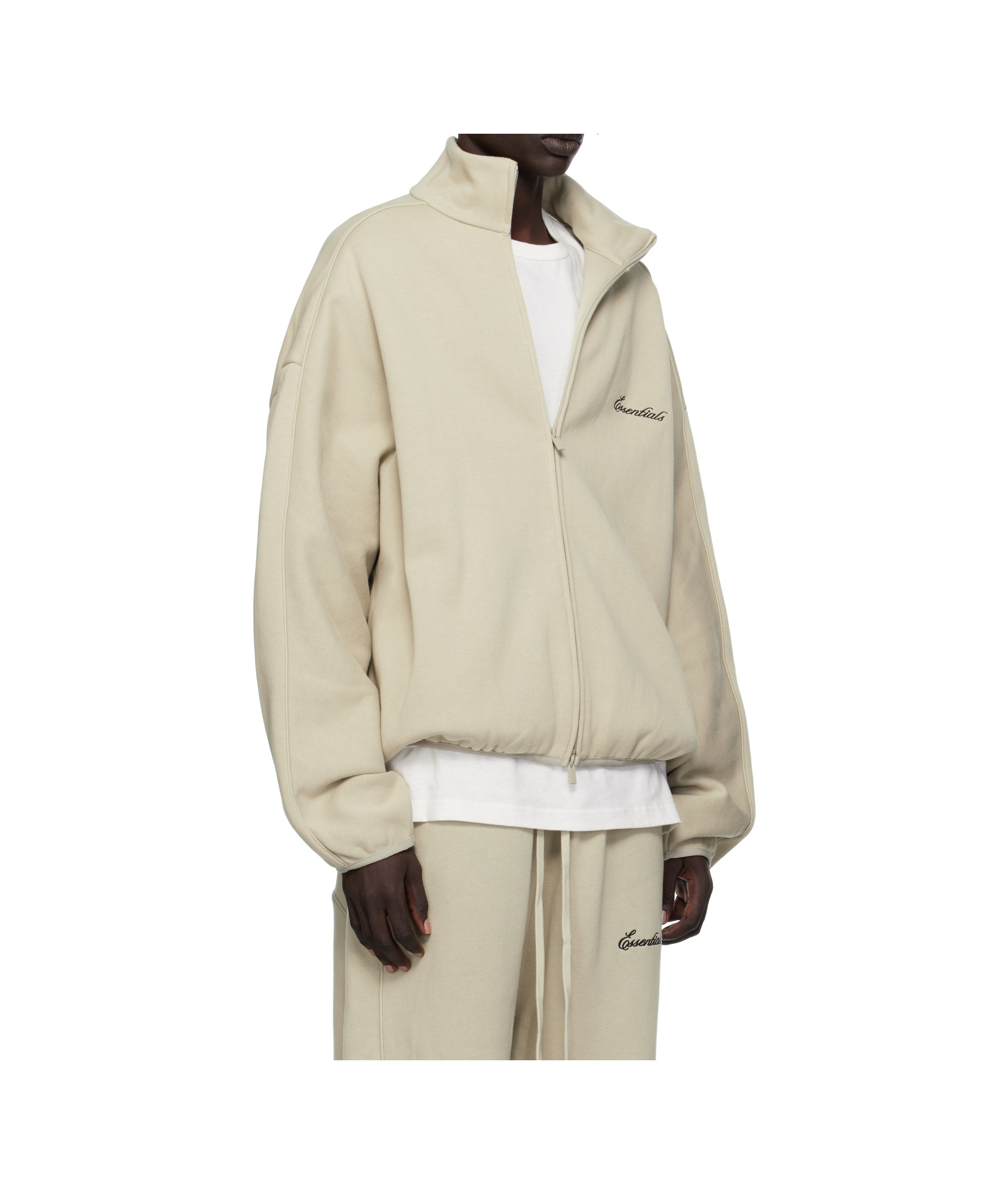 Essentials Taupe Modern Fit Fleece Track Jacket In Multi