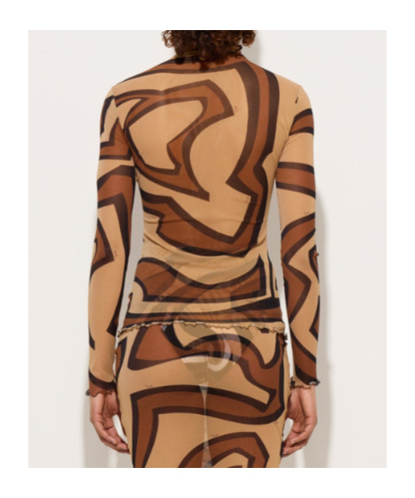Pucci Labirinto Print Tulle Top In Multi