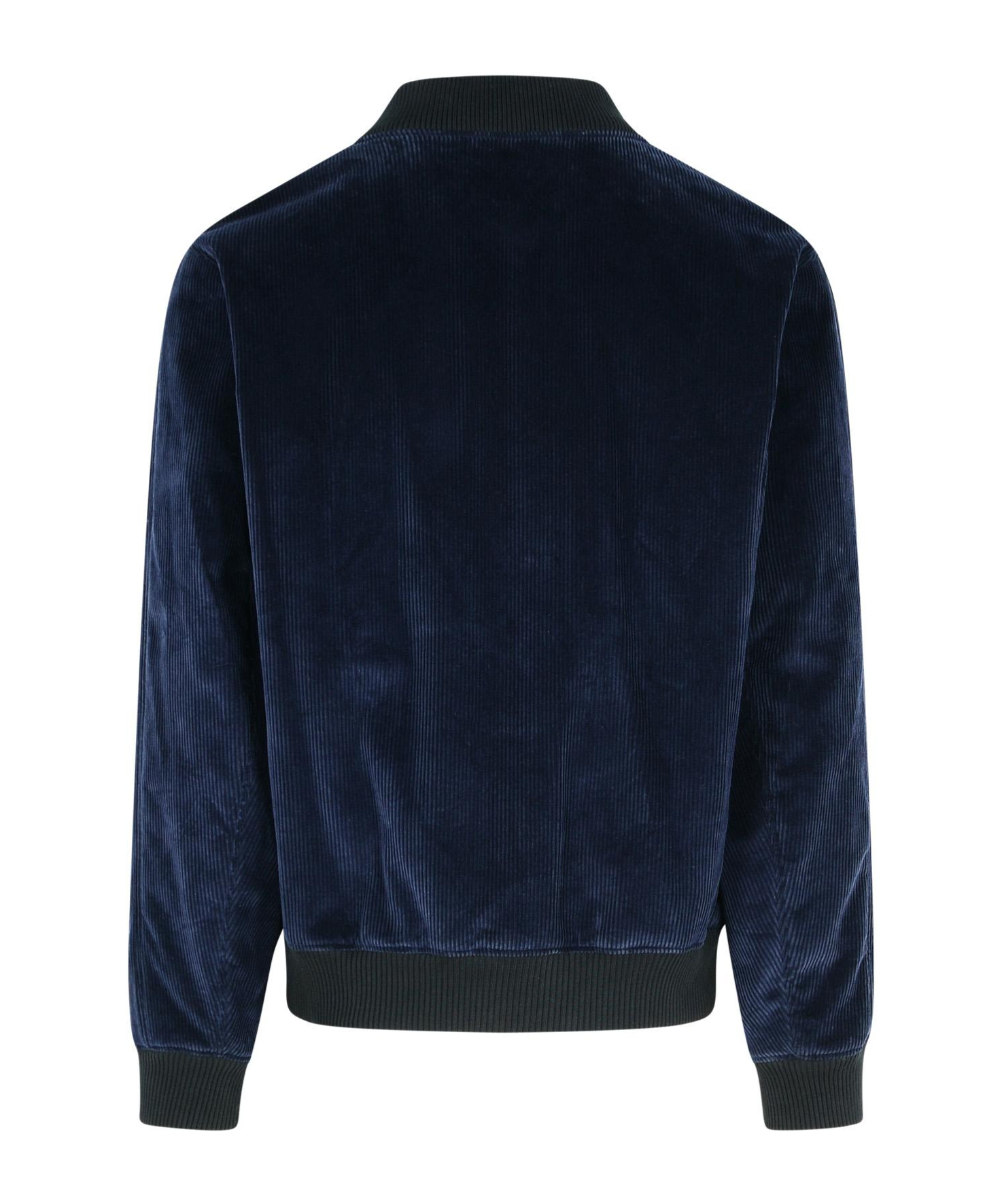 Maison Kitsuné Teddy Navy Cotton Bomber Jacket In Black