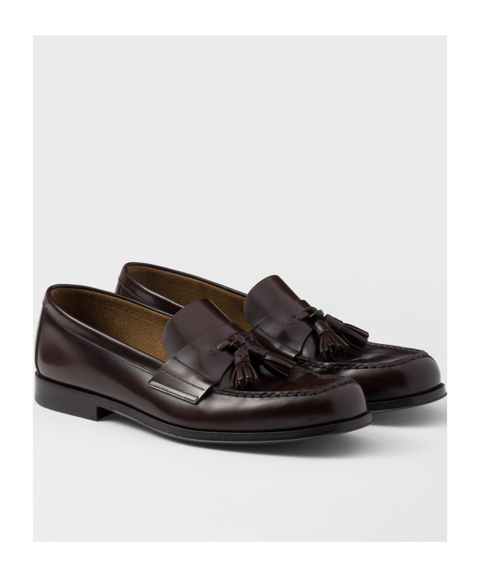 Prada Brushed Leather Platform Loafers In Black