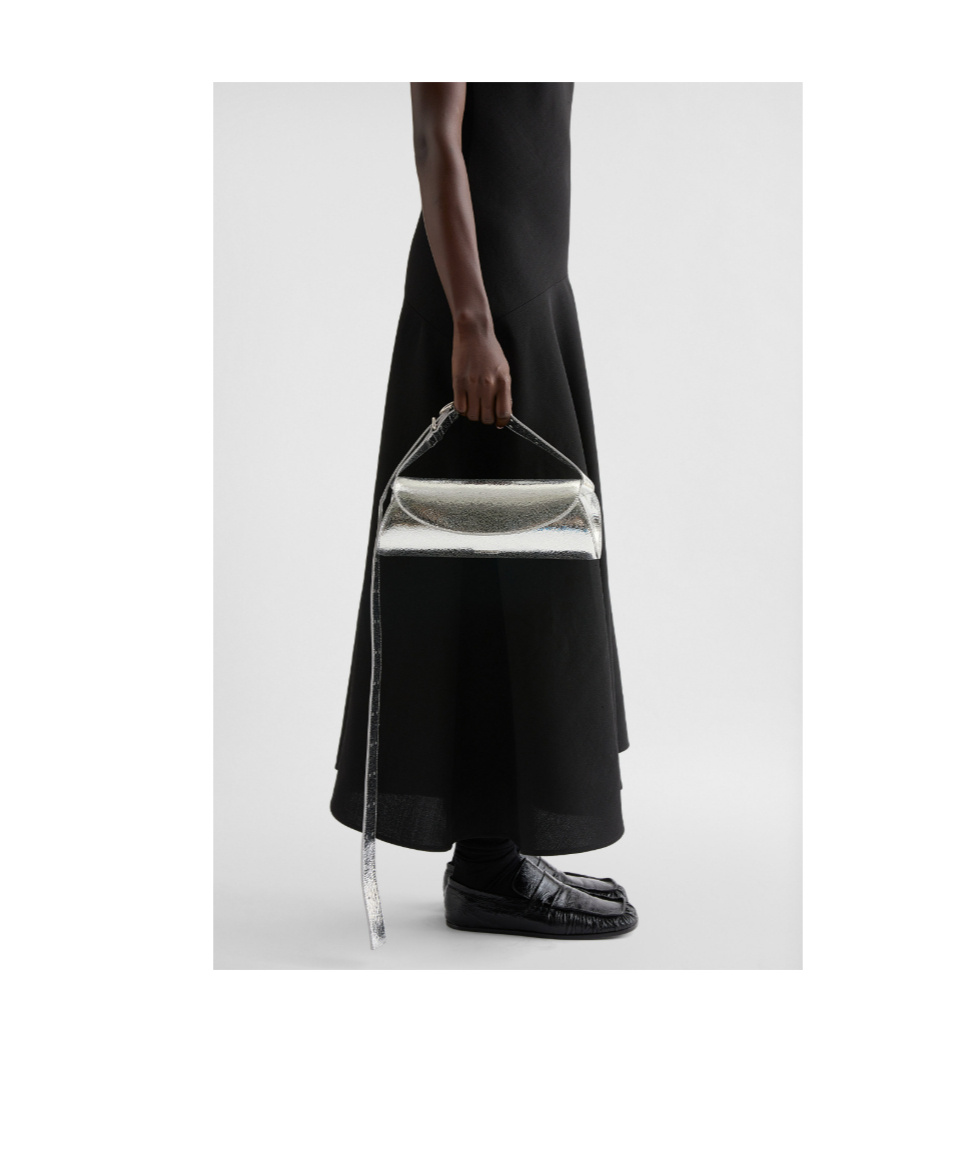 Jil Sander Small Cannolo Crackled Laminated Shoulder Bag In Blue