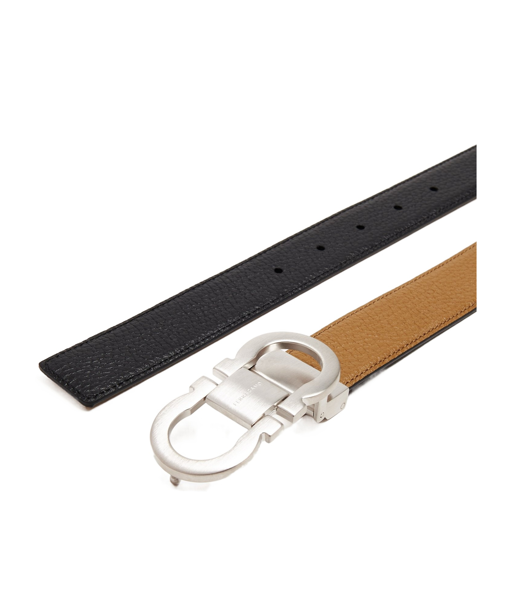 Ferragamo Gancini Reversible Belt In Brown