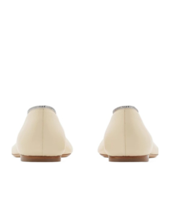 Burberry Sadler Ballerina With Light Beige Leather Zip Women In Transparent